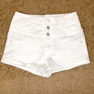 High Waisted Cuffed Shorts | Charlotte Russe Refuge | Color: White